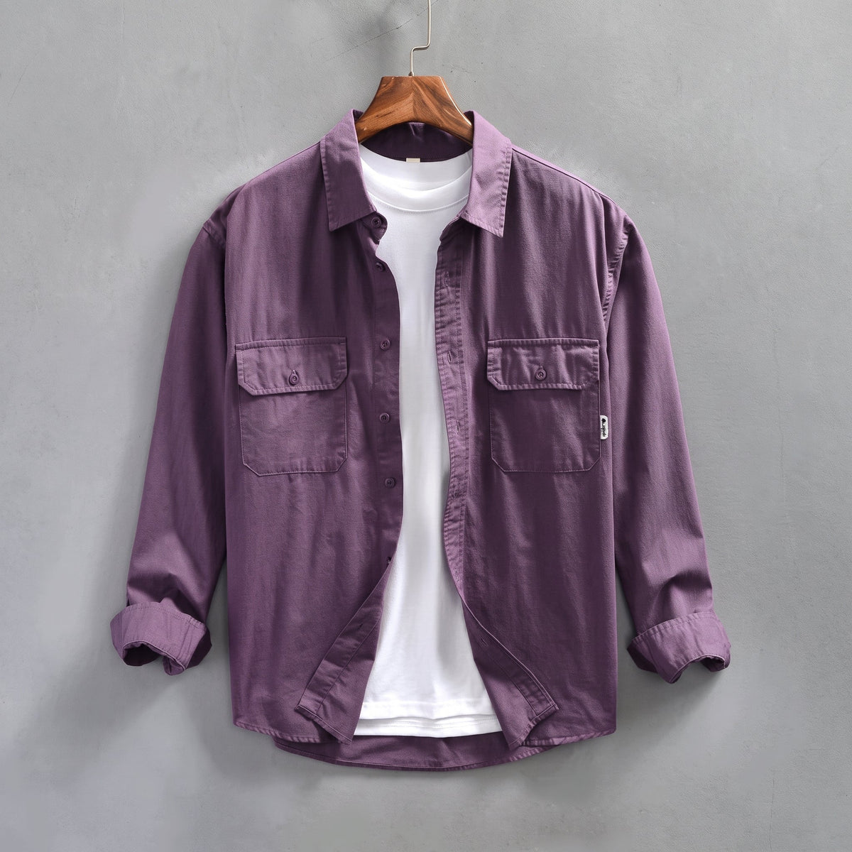 Arthur - Men's Relaxed Fit Long Sleeve Shirt Jacket - Shirts - Purple - Davies & Cooper