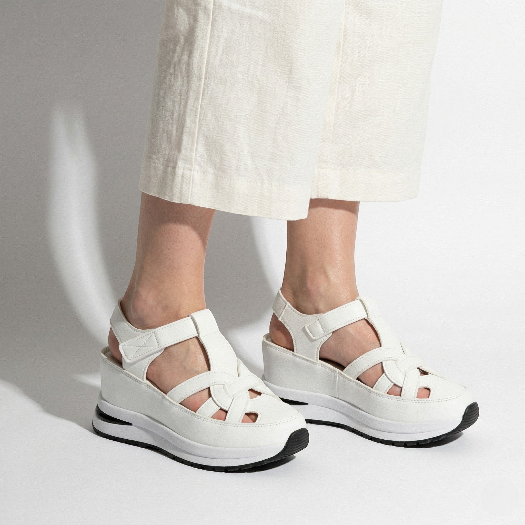 Serena - Women's Platform Sandals with Cut-Out Straps