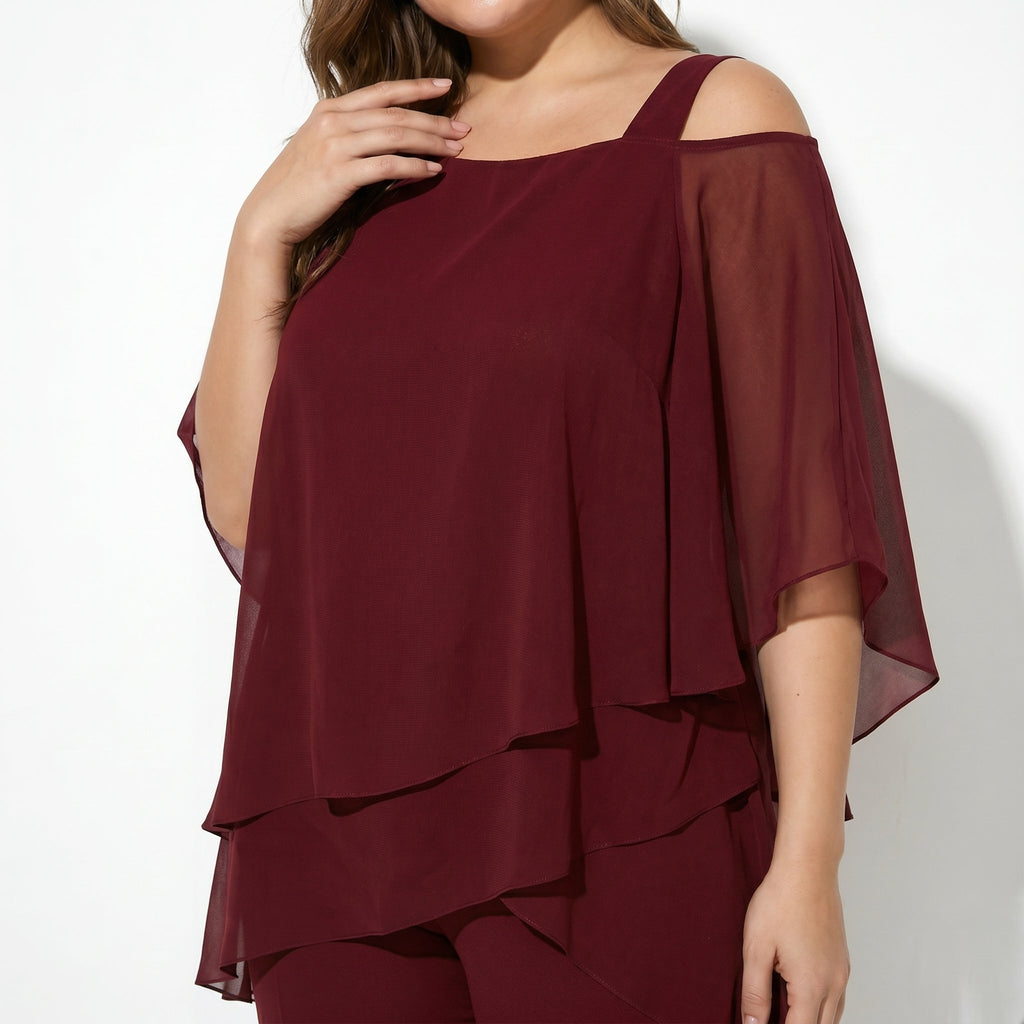 Bianca - Women's 2-Piece Trouser Set with Layered Sleeves