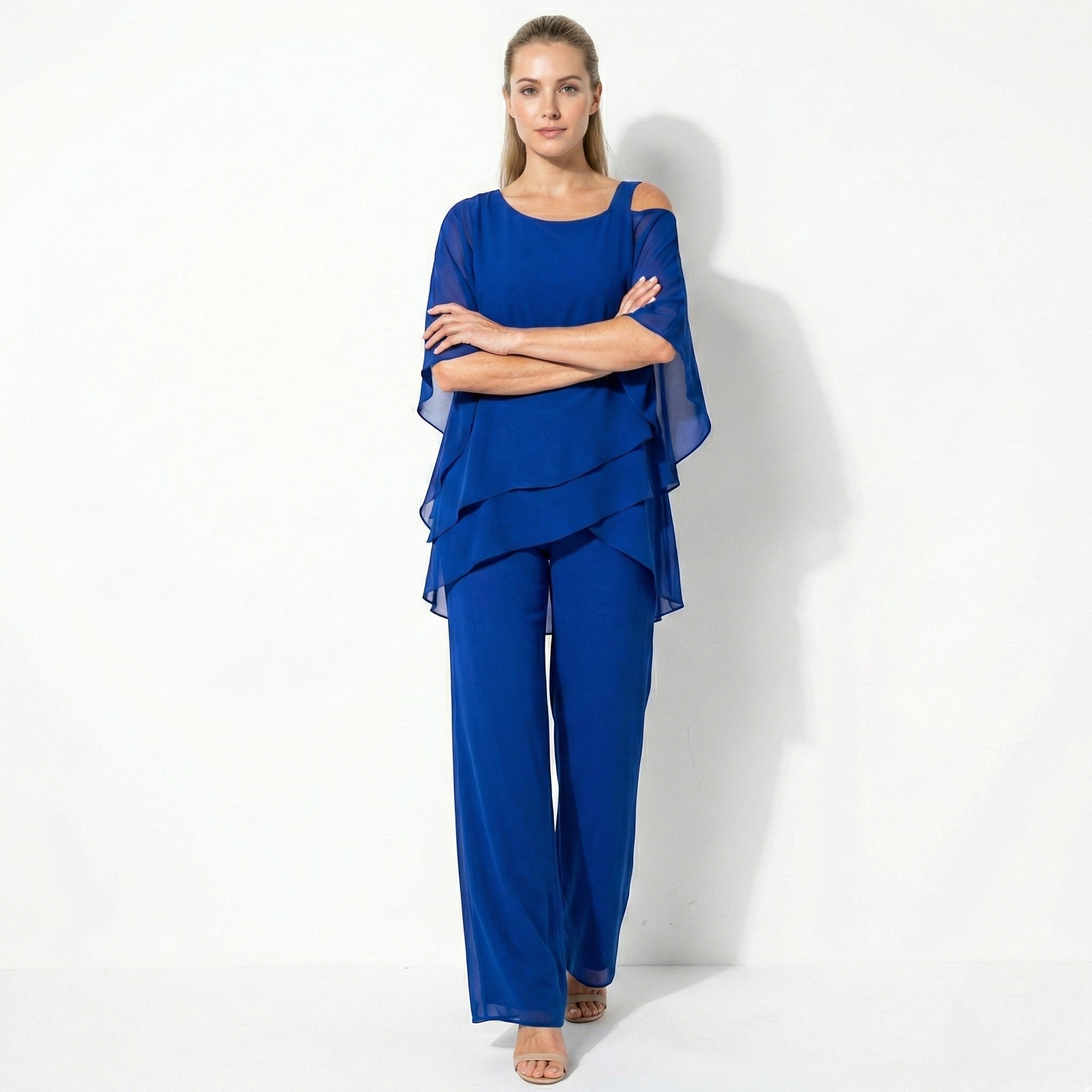 Bianca - Women's 2-Piece Trouser Set with Layered Sleeves