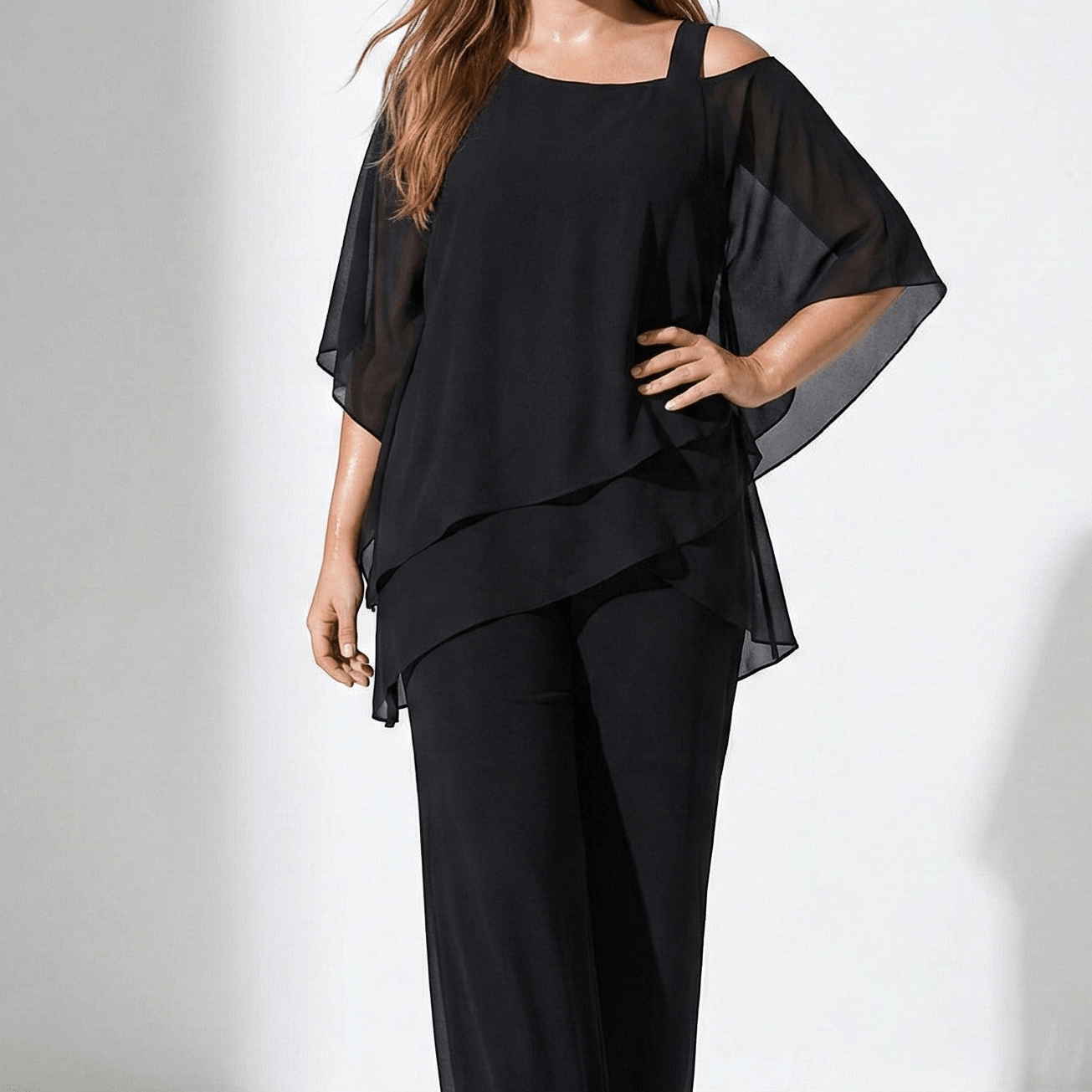 Bianca - Women's 2-Piece Trouser Set with Layered Sleeves