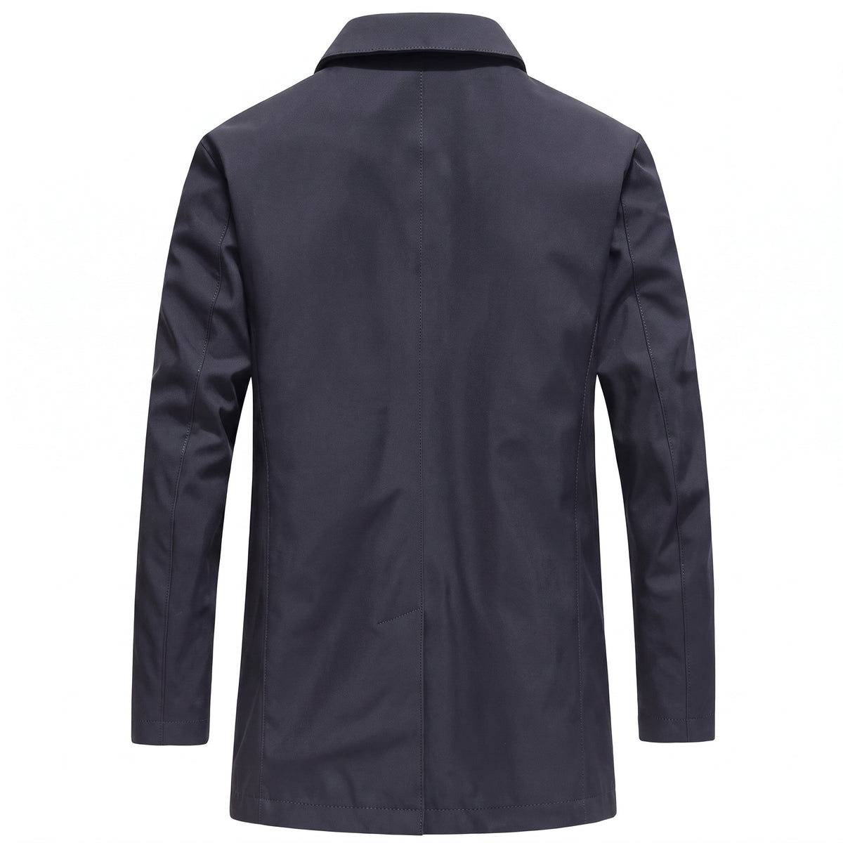 Hermann - Men's Relaxed Fit Single-Breasted Mid-Length Mac Coat - Jackets - Blue - Davies & Cooper