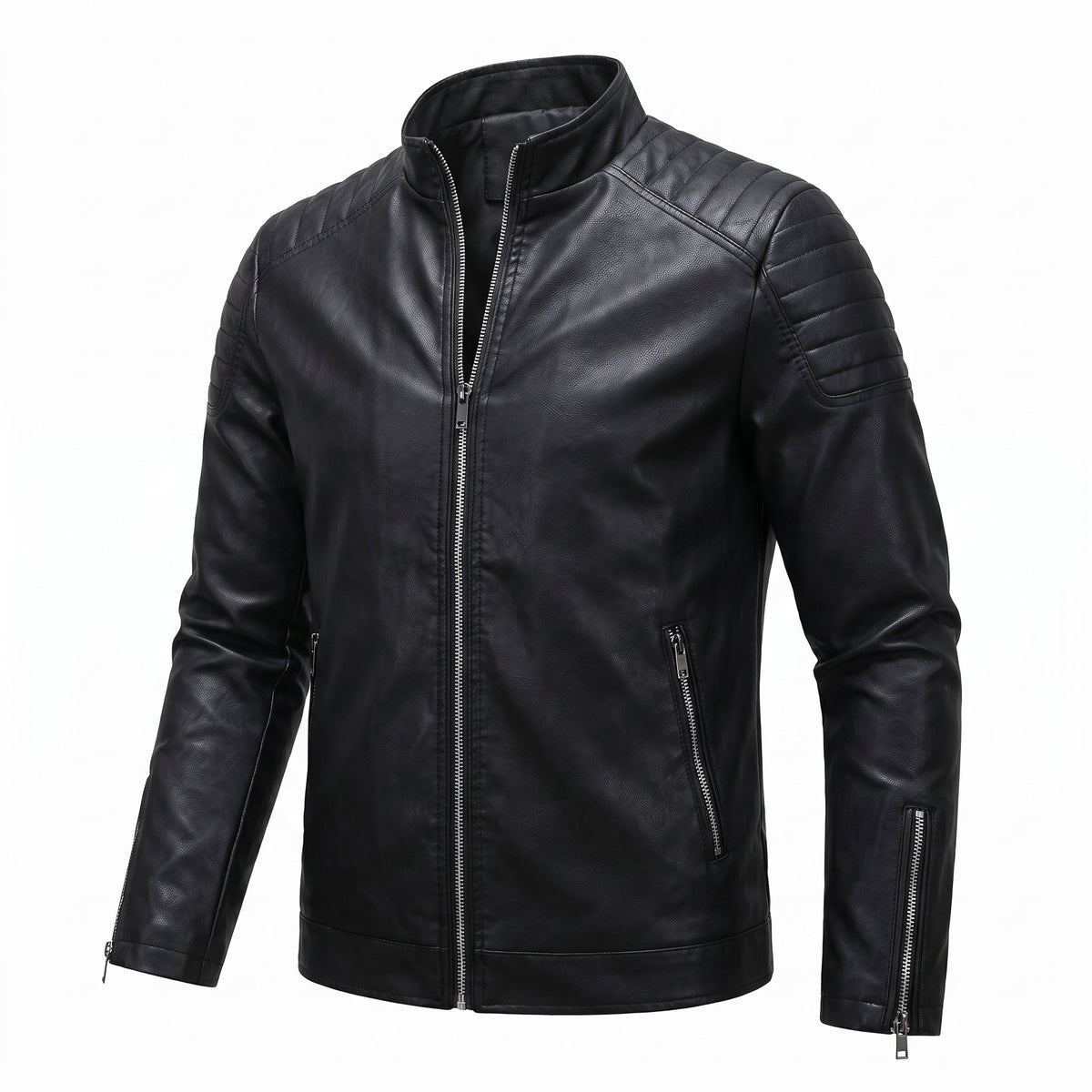 James - Men's Slim Fit Transitional Jacket with Quilted Shoulders - Coats & Jackets - Black - Davies & Cooper