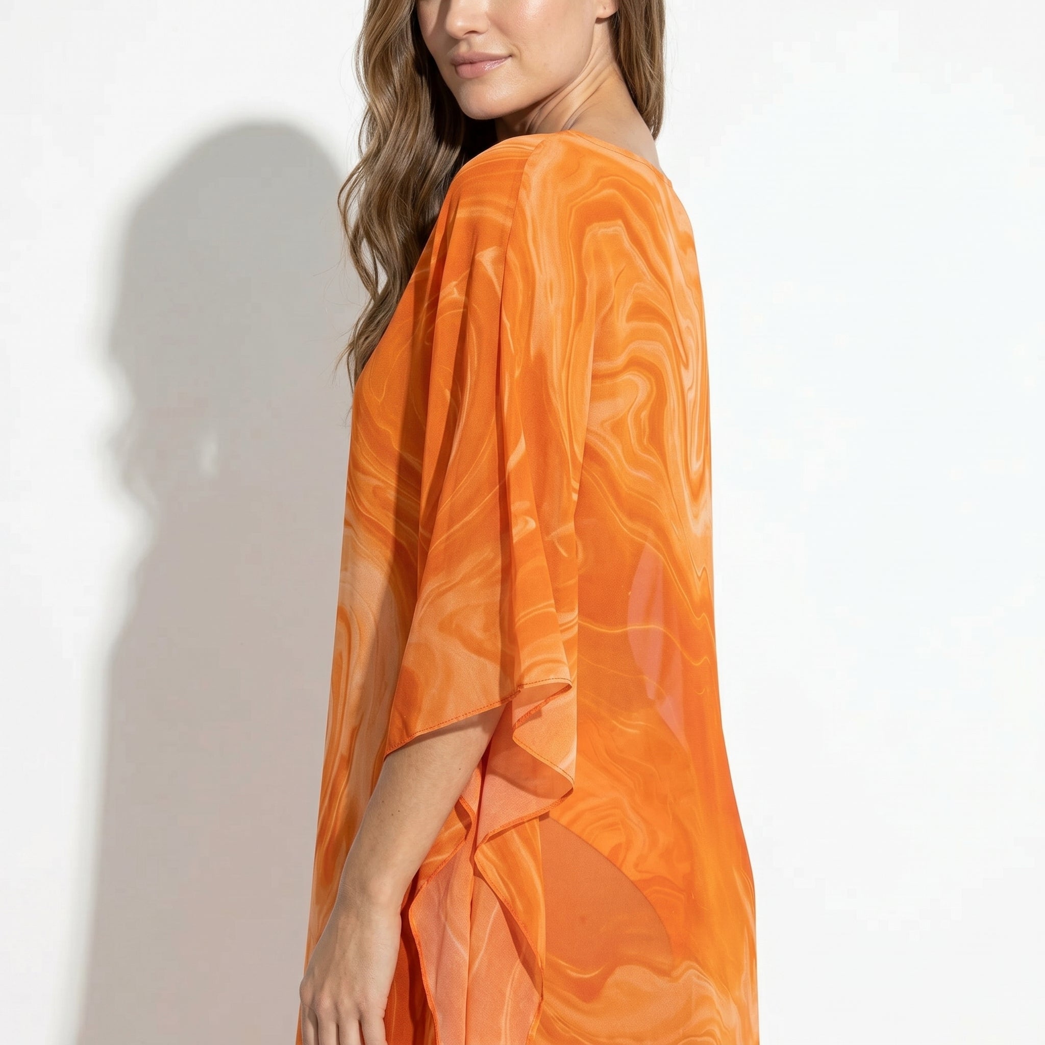 Lara - Women's Relaxed Fit Summer Marble Print Maxi Dress