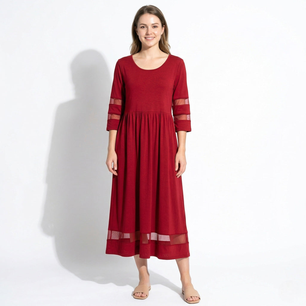 Nadia – Women's Summer Mesh Trim Maxi Dress