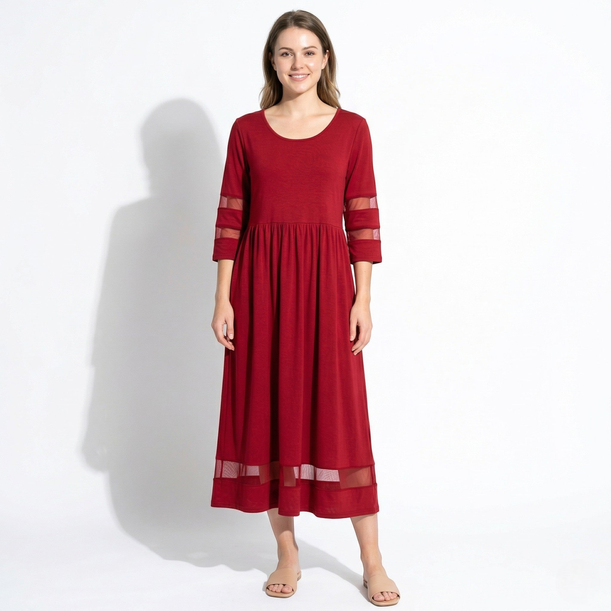 Nadia – Women's Summer Mesh Trim Maxi Dress