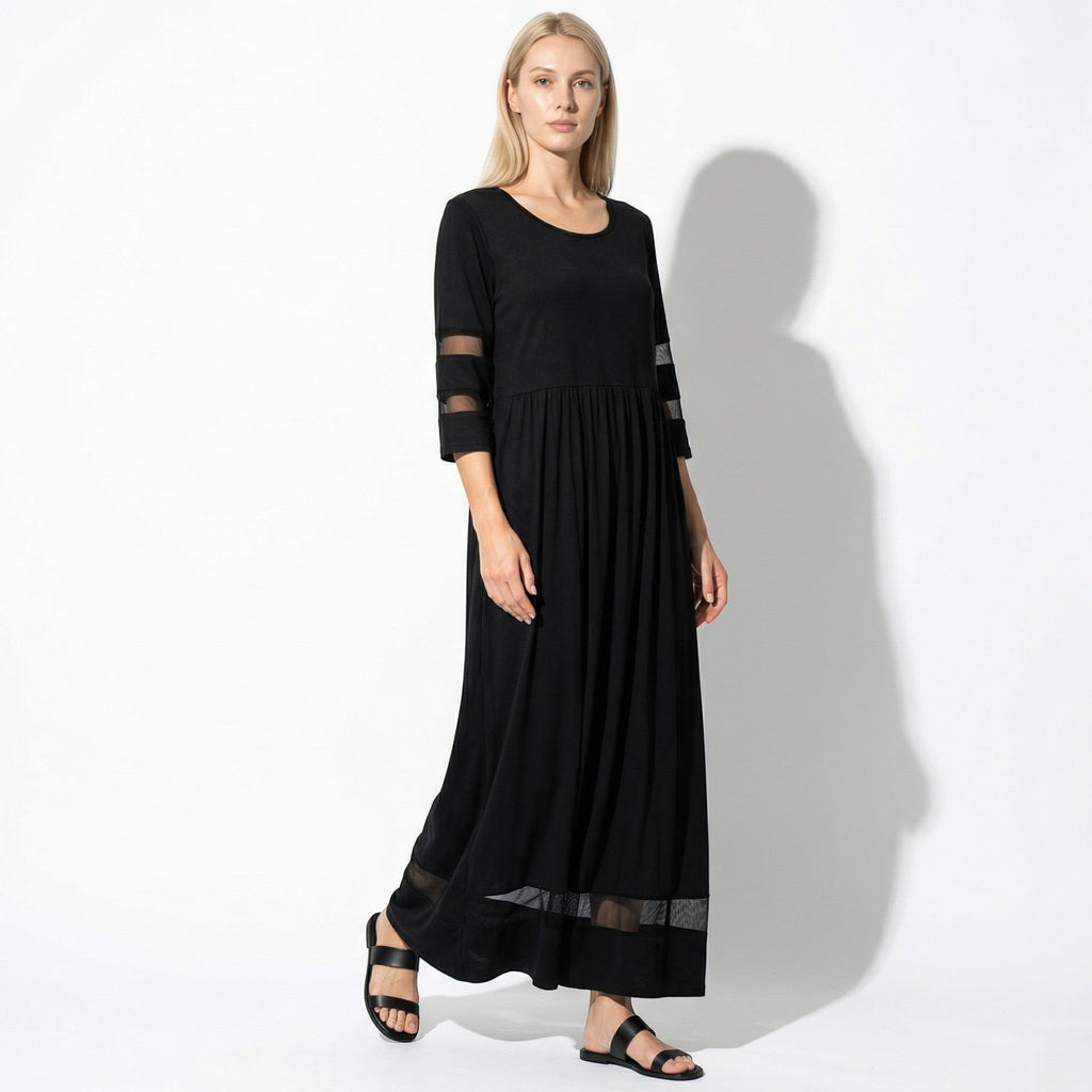 Nadia – Women's Summer Mesh Trim Maxi Dress
