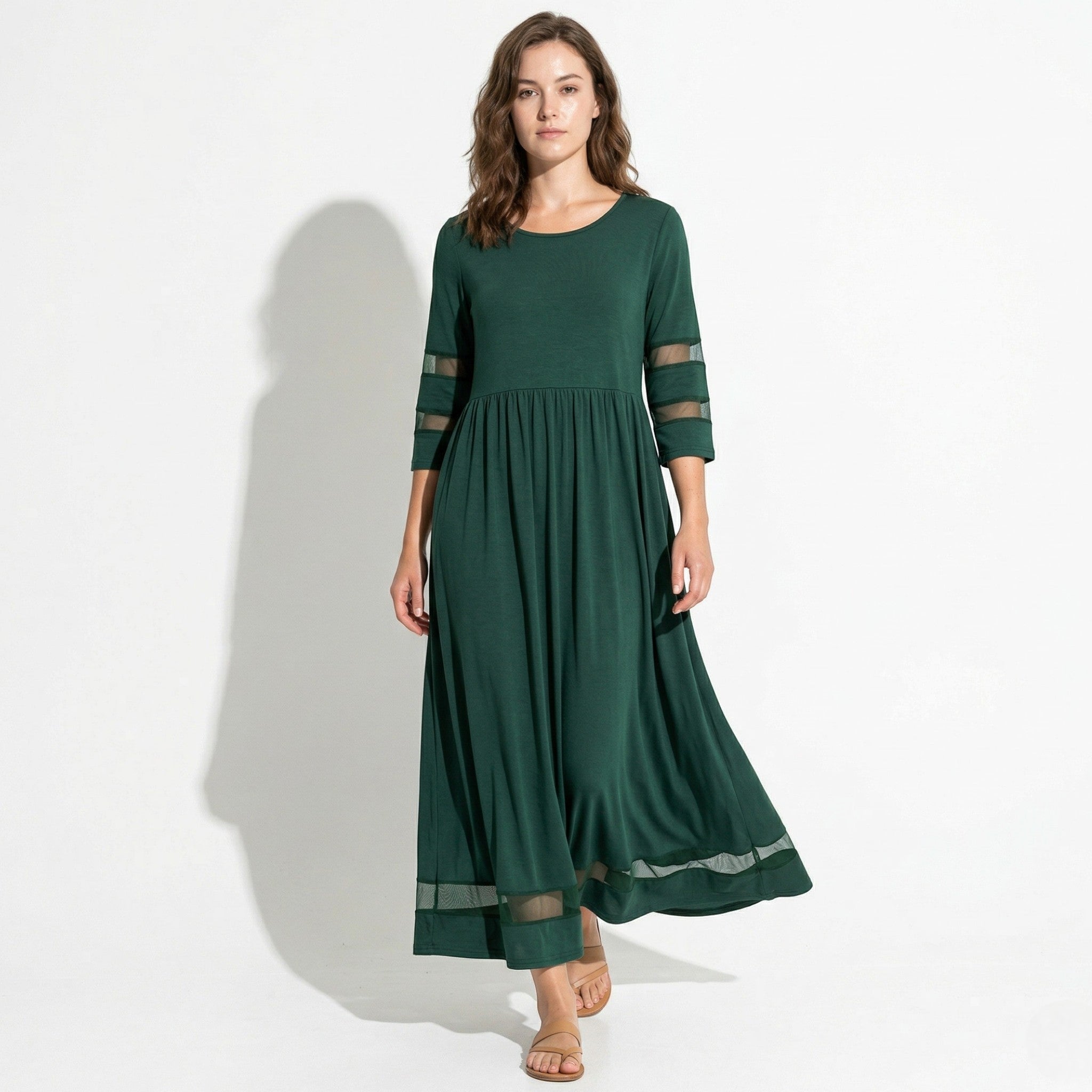 Nadia – Women's Summer Mesh Trim Maxi Dress