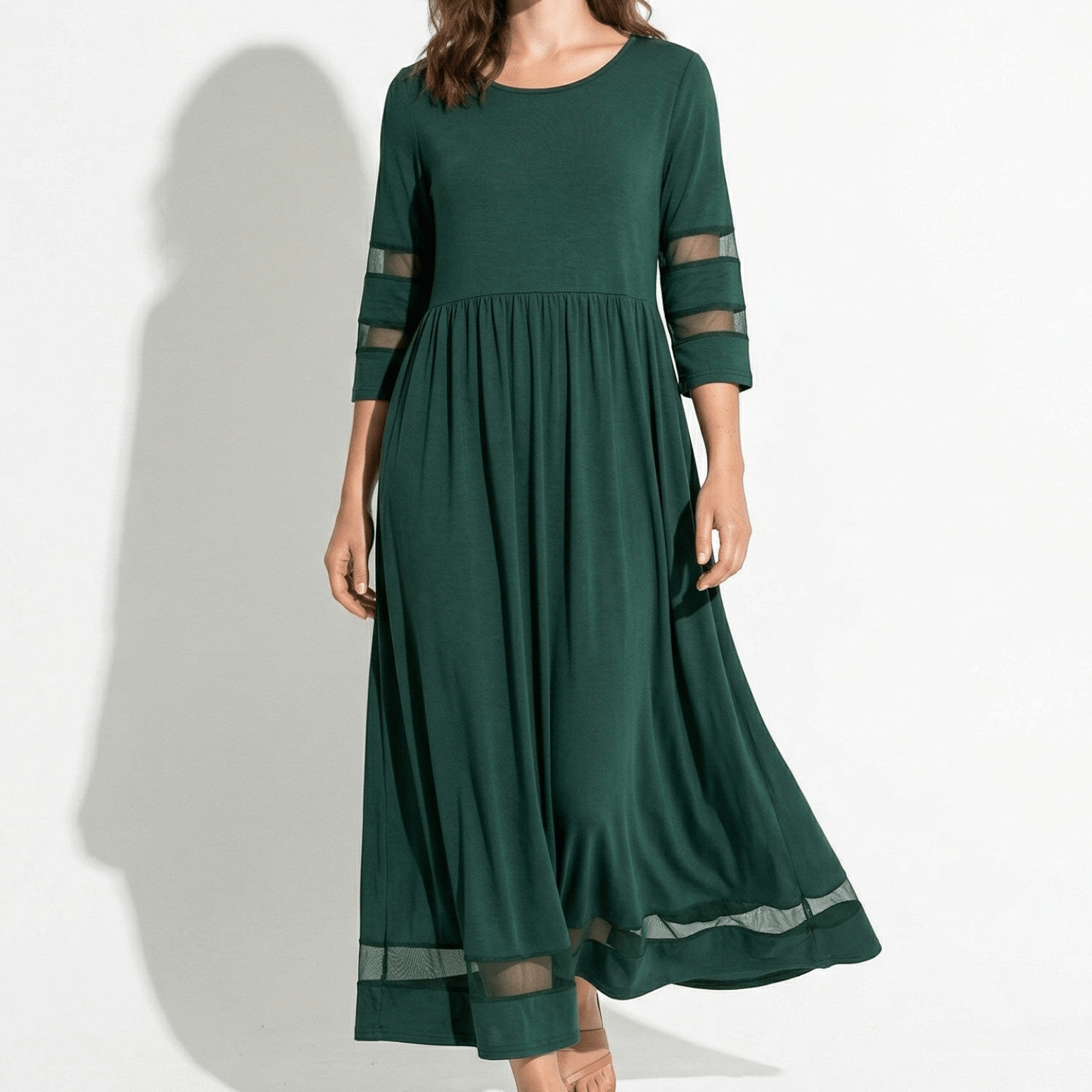 Nadia – Women's Summer Mesh Trim Maxi Dress