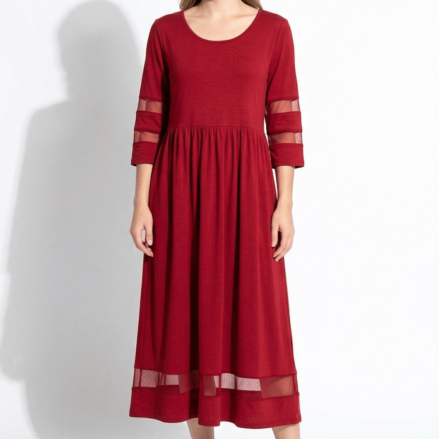 Nadia – Women's Summer Mesh Trim Maxi Dress