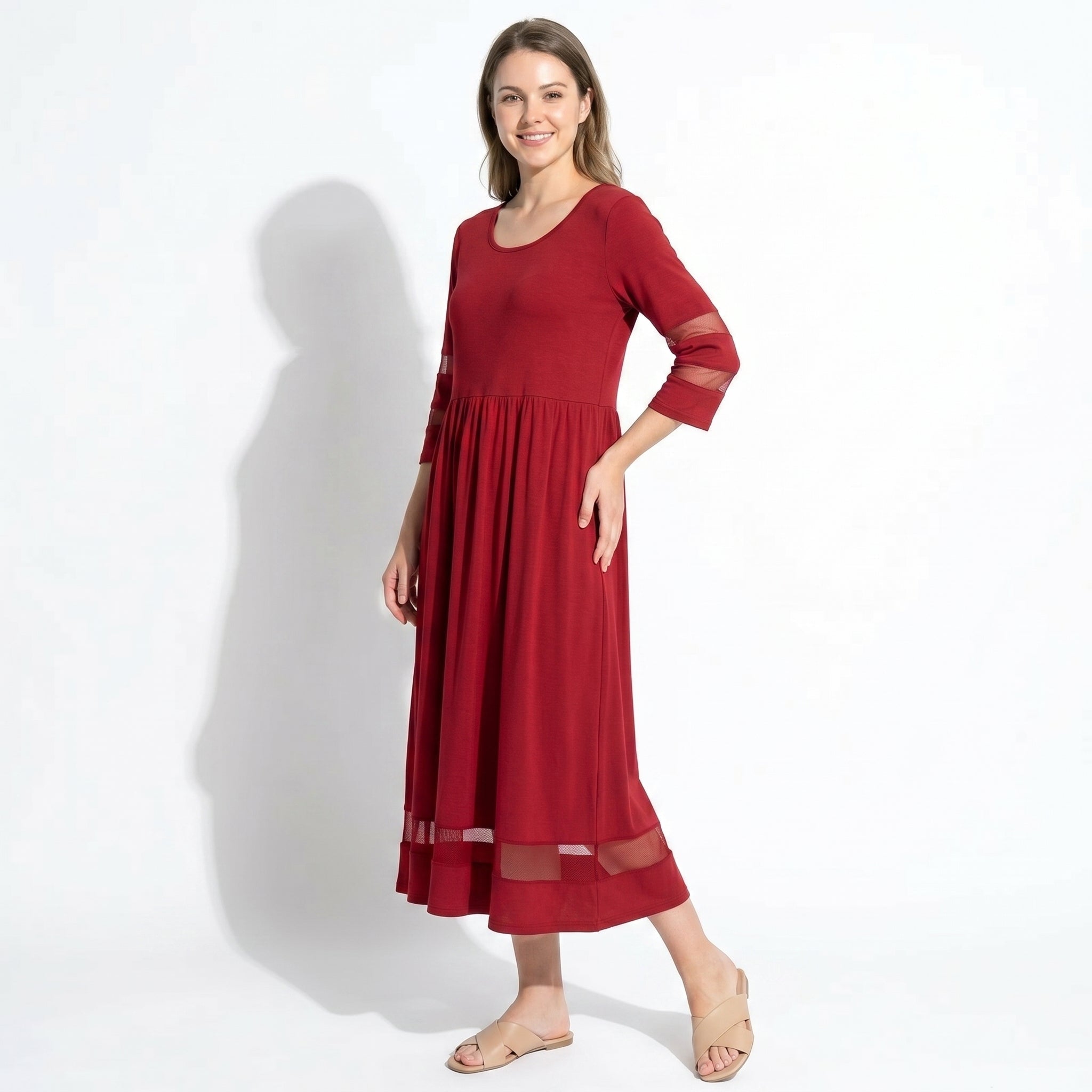 Nadia – Women's Summer Mesh Trim Maxi Dress
