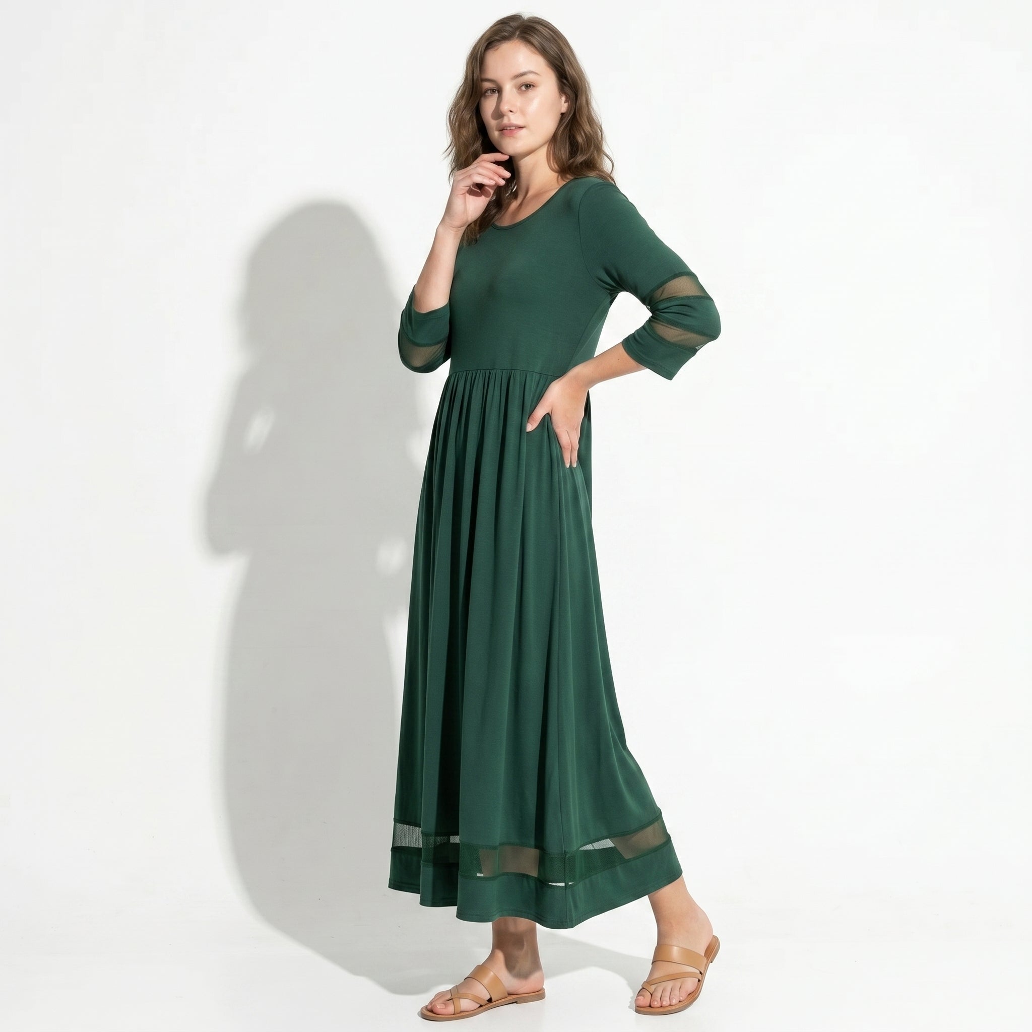 Nadia – Women's Summer Mesh Trim Maxi Dress