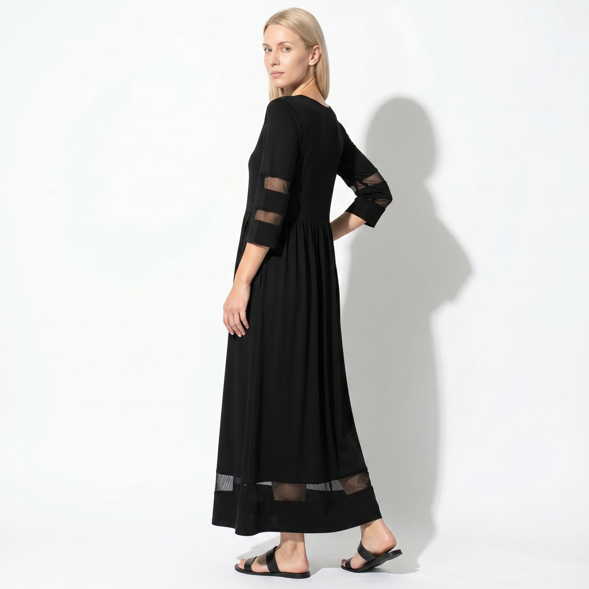 Nadia – Women's Summer Mesh Trim Maxi Dress