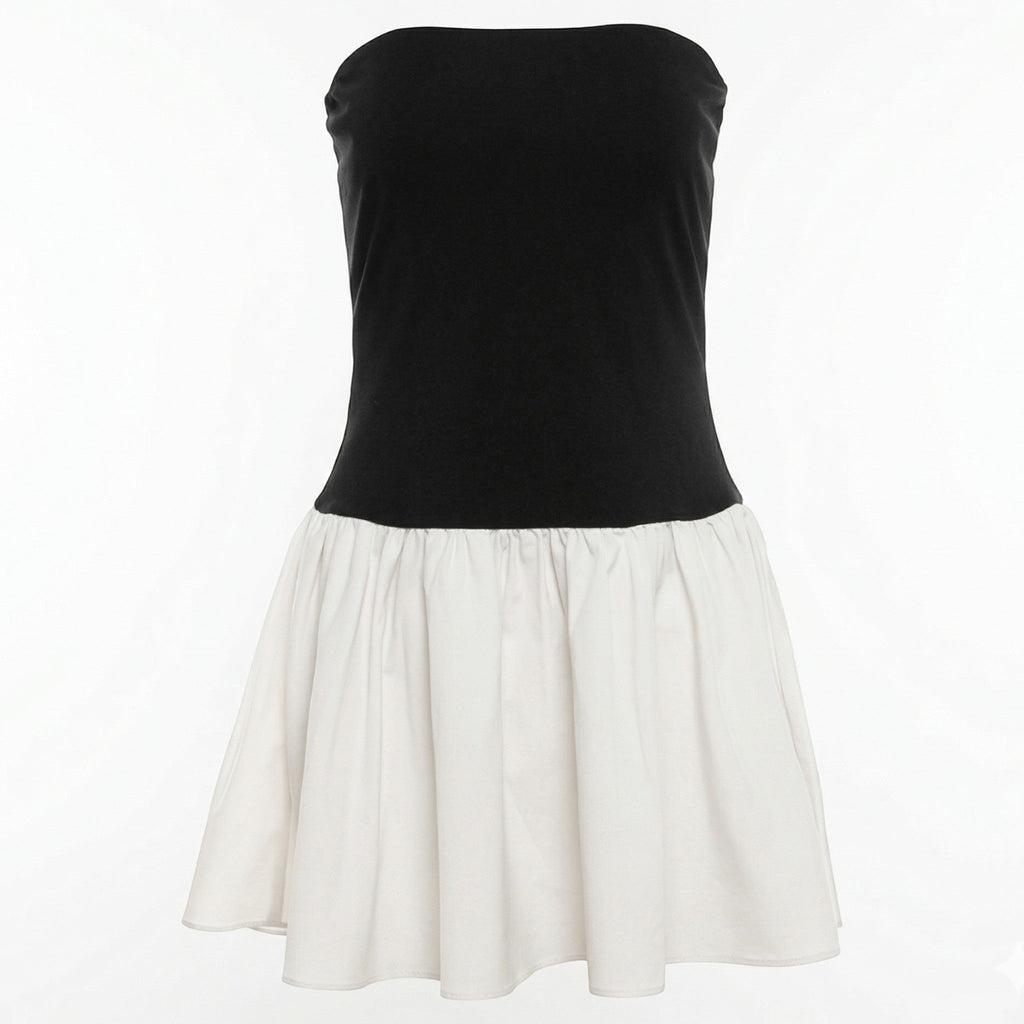 Natalia - Women's Strapless Party Mini Dress with Pleated Skirt