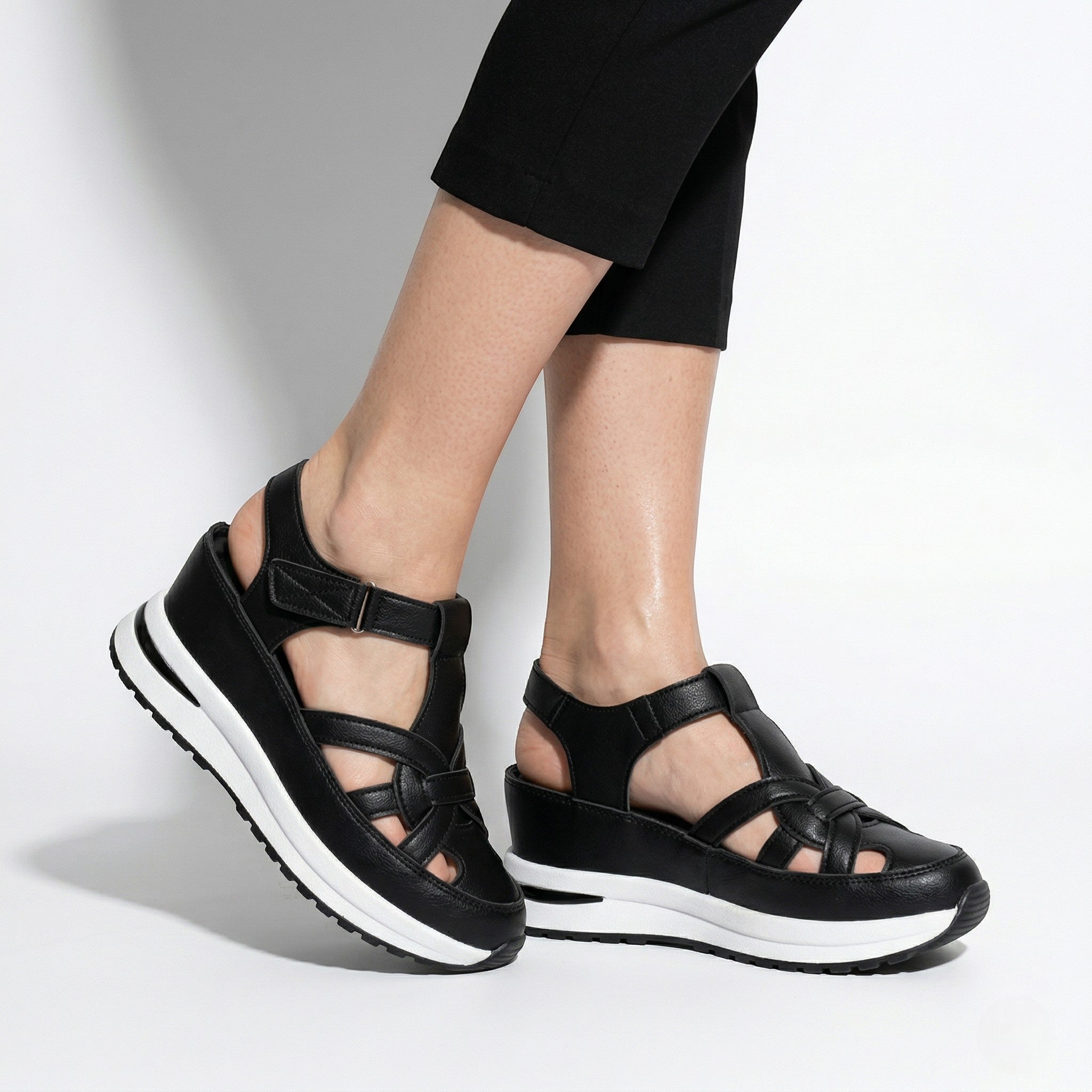 Serena - Women's Platform Sandals with Cut-Out Straps