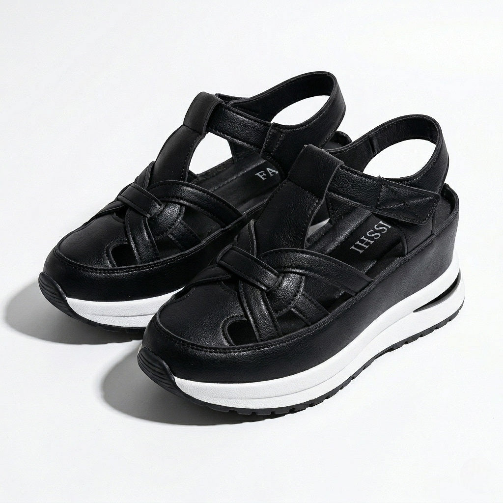 Serena - Women's Platform Sandals with Cut-Out Straps